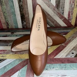 Viscata Barcelona Verona Leather Wedges Shoes Brown Made in Spain Worn 1X SZE 10